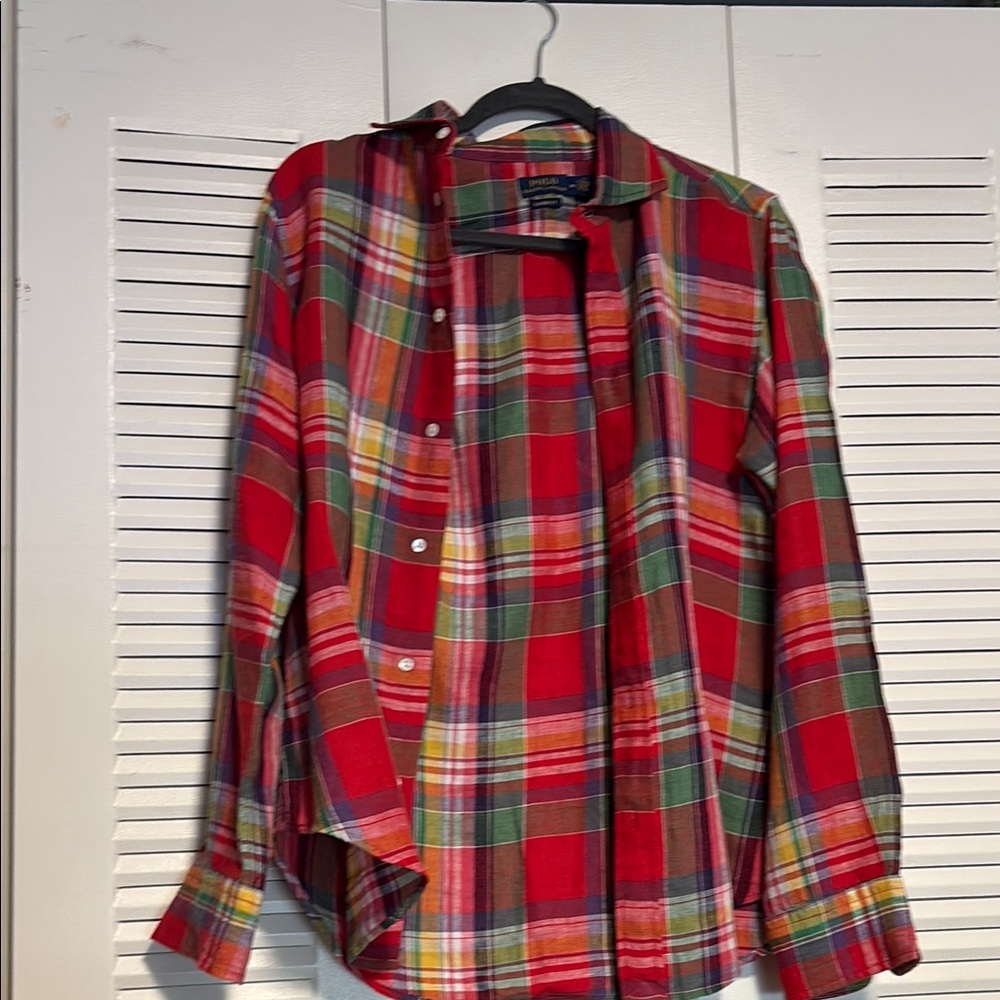 Polo by Ralph Lauren Red and Green Casual Button Down Shirt